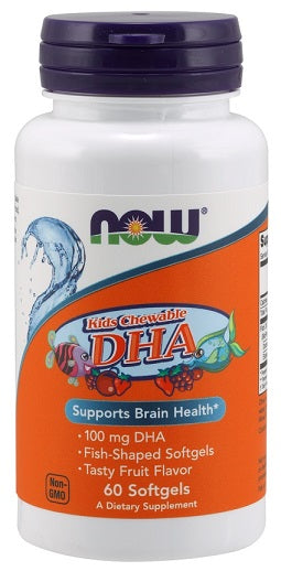 NOW Foods DHA Kid's Chewable, 100mg - 60 softgels | High-Quality Health and Wellbeing | MySupplementShop.co.uk