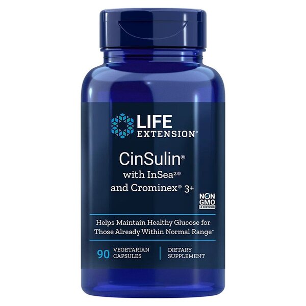 Life Extension CinSulin with InSea2 & Crominex 3+ - 90 vcaps | High-Quality Slimming and Weight Management | MySupplementShop.co.uk