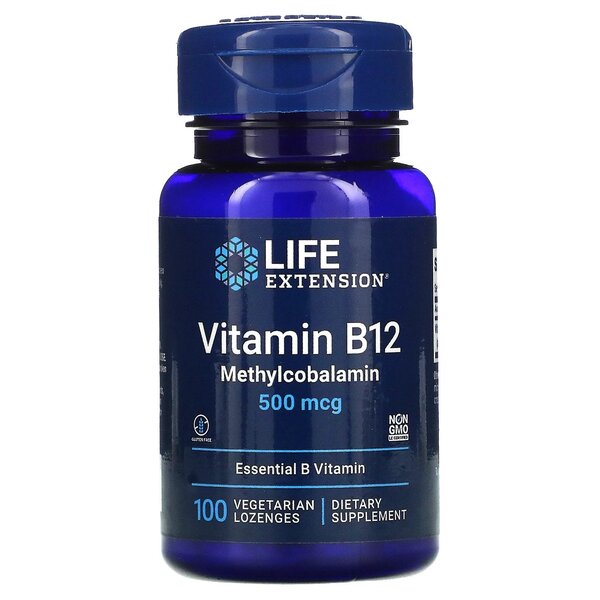 Life Extension Vitamin B12 Methylcobalamin, 500mcg - 100 vegetarian lozenges | High-Quality Vitamins & Minerals | MySupplementShop.co.uk