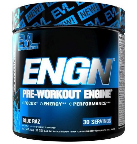 EVLution Nutrition ENGN, Blue Raz - 312 grams | High-Quality Pre & Post Workout | MySupplementShop.co.uk