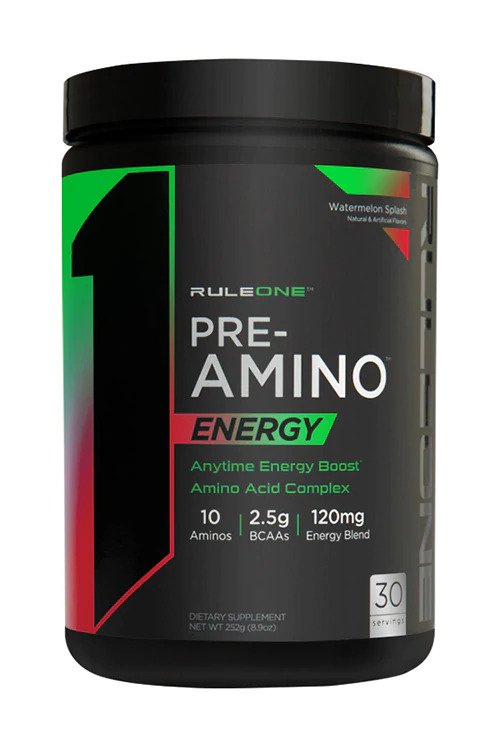 Rule One Pre-Amino Energy, Watermelon Splash - 252 grams | High-Quality Amino Acids and BCAAs | MySupplementShop.co.uk