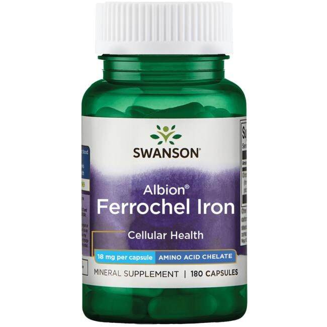 Swanson Albion Ferrochel Iron, 18mg - 180 caps - Vitamins & Minerals at MySupplementShop by Swanson