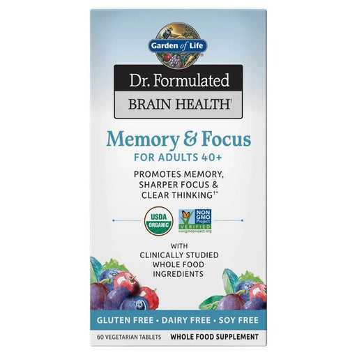 Garden of Life Dr. Formulated Memory & Focus for Adults 40+ - 60 vegetarian tabs | High-Quality Mental Focus and Memory | MySupplementShop.co.uk