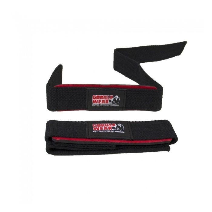 Gorilla Wear Padded Lifting Straps - Black/Red - One Size - Lifting Straps at MySupplementShop by Gorilla Wear